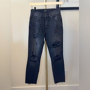NWOT!! Grlfrnd Jeans size 24 black distressed